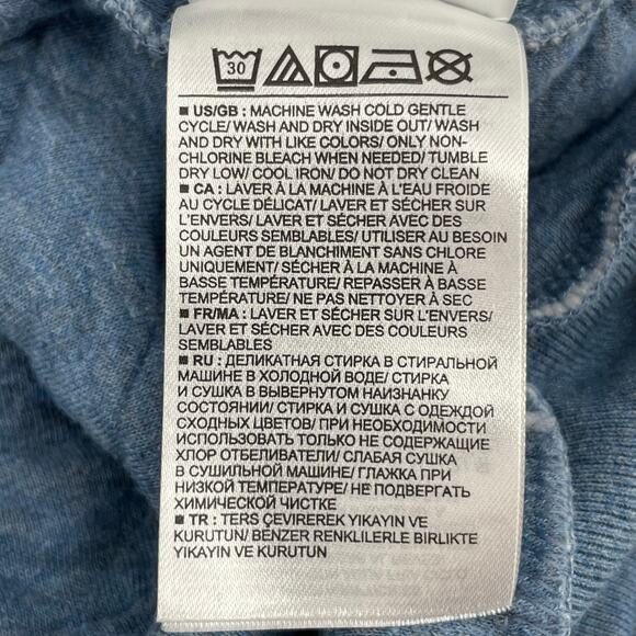 GAP Sweatshirt Heathered Blue Quilted Diamond Pullover 3/4 Sleeve Cozy Top M - Picture 7 of 8